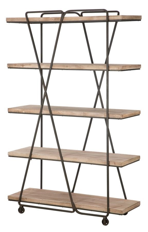 Raft din metal si lemn Trox Gri / Natural, l119,5xA44xH187 cm (1)