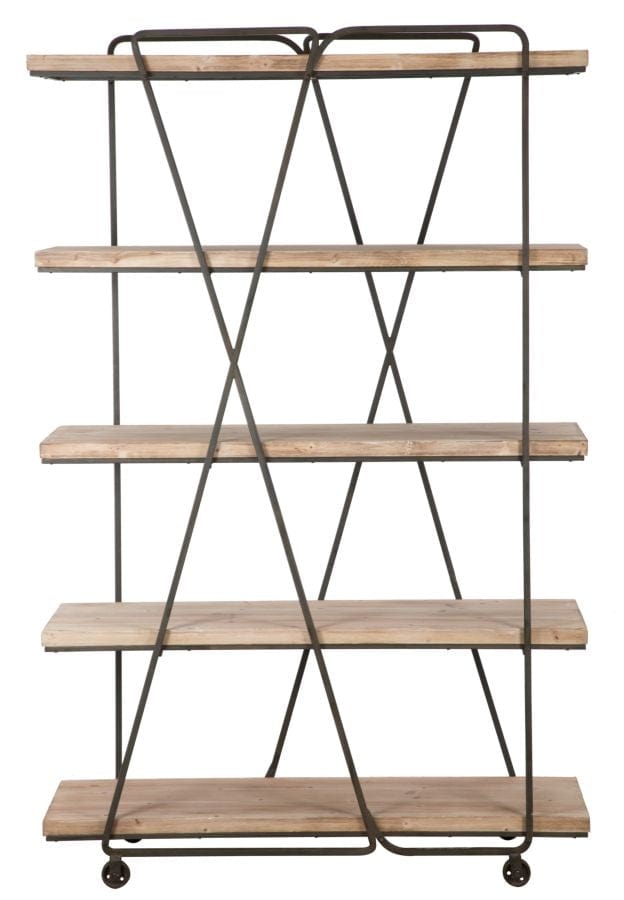 Raft din metal si lemn Trox Gri / Natural, l119,5xA44xH187 cm (2)