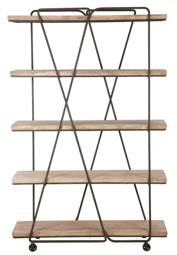 Raft din metal si lemn Trox Gri / Natural, l119,5xA44xH187 cm (2)