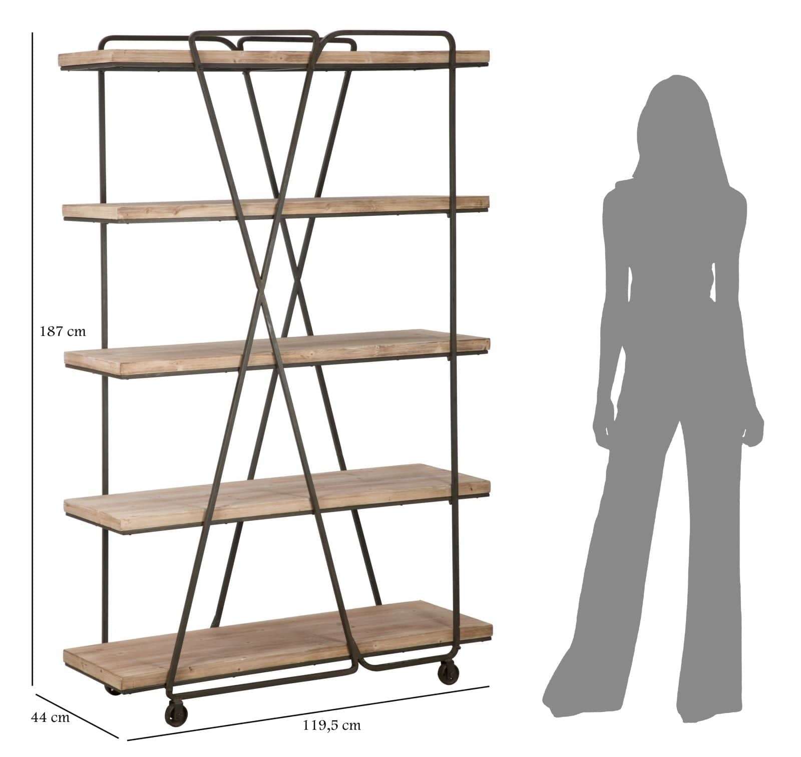 Raft din metal si lemn Trox Gri / Natural, l119,5xA44xH187 cm (6)