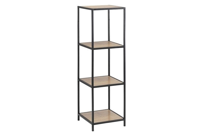 Raft din pal si metal, Seaford Stejar / Negru, l35xA37xH119,5 cm