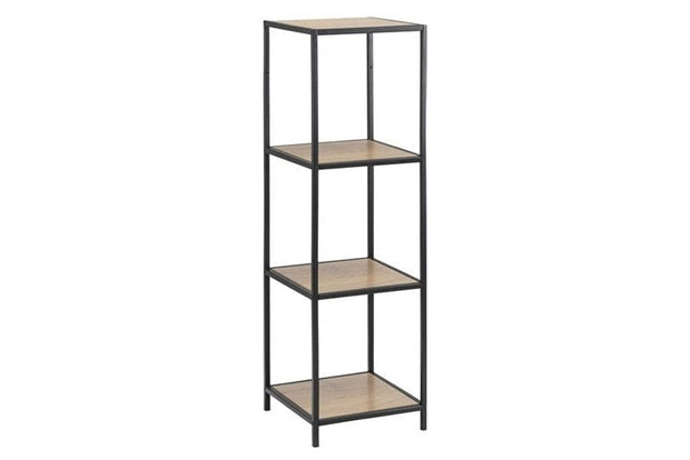 Raft din pal si metal, Seaford Stejar / Negru, l35xA37xH119,5 cm