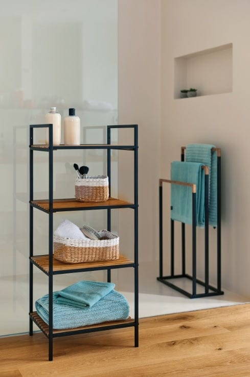 Raft pentru baie Tall, Bamboo Metal Black, l39xA33xH95 cm (2)
