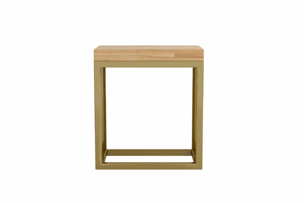 Raft suspendat din lemn de stejar si metal, Duris Natural / Auriu, l30xA18xH33 cm (1)