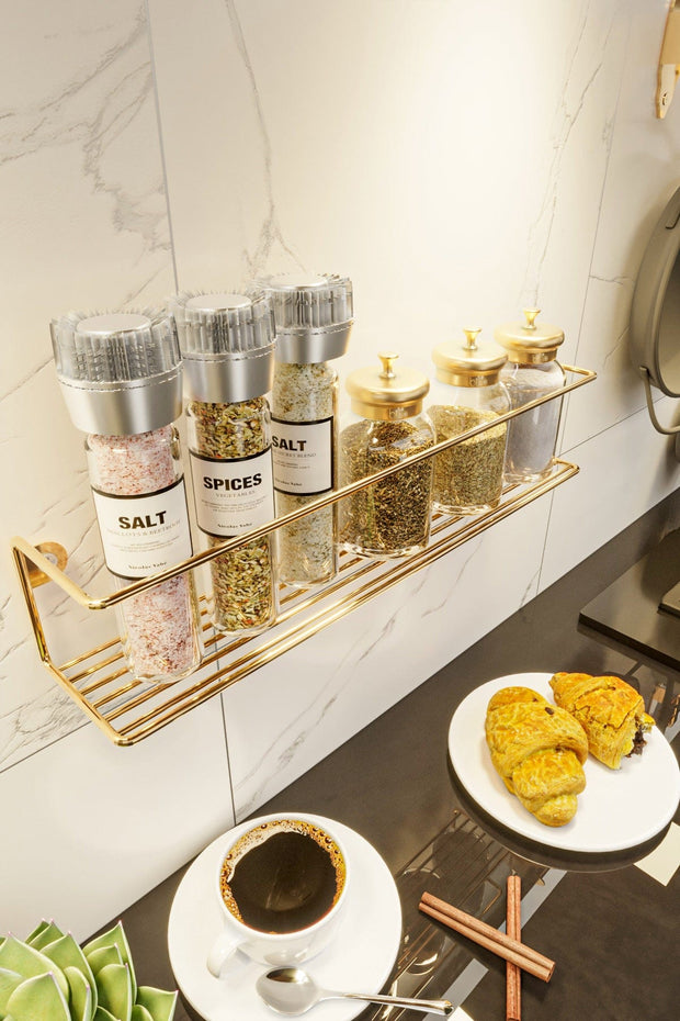 Raft suspendat din metal, Bino Auriu, l33xA7xH7 cm (1)