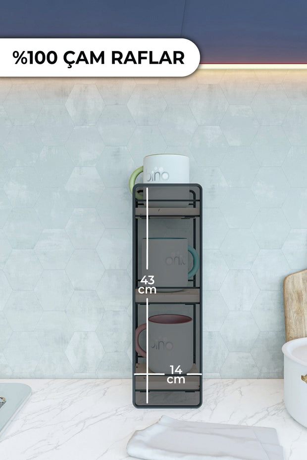 Raft suspendat din metal si lemn, Darwin 3 Negru, l14xA14xH43 cm (1)