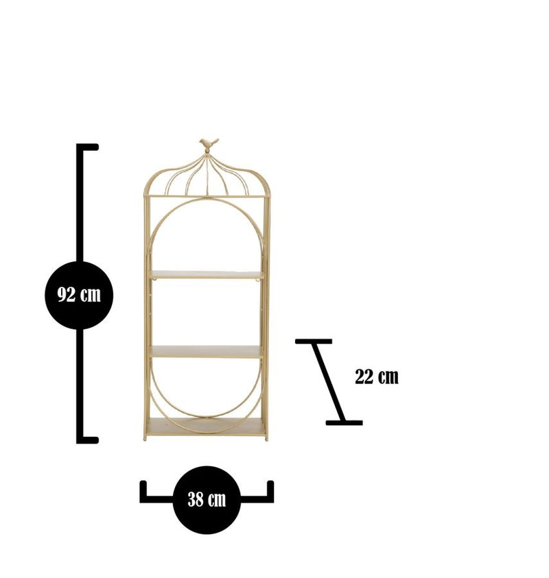 Raft suspendat din metal, Cage Auriu, l38xA22xH92 cm (7)