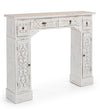 Rama decorativa pentru semineu, din lemn de brad, cu 4 sertare si 2 usi, Spark Alb Antichizat, l115xA23xH95 cm