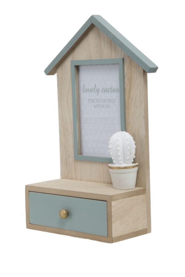 Rama foto decorativa cu sertar, din MDF Cactus Natural, 20,5 x 31 cm (1)