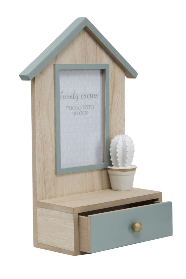 Rama foto decorativa cu sertar, din MDF Cactus Natural, 20,5 x 31 cm (3)