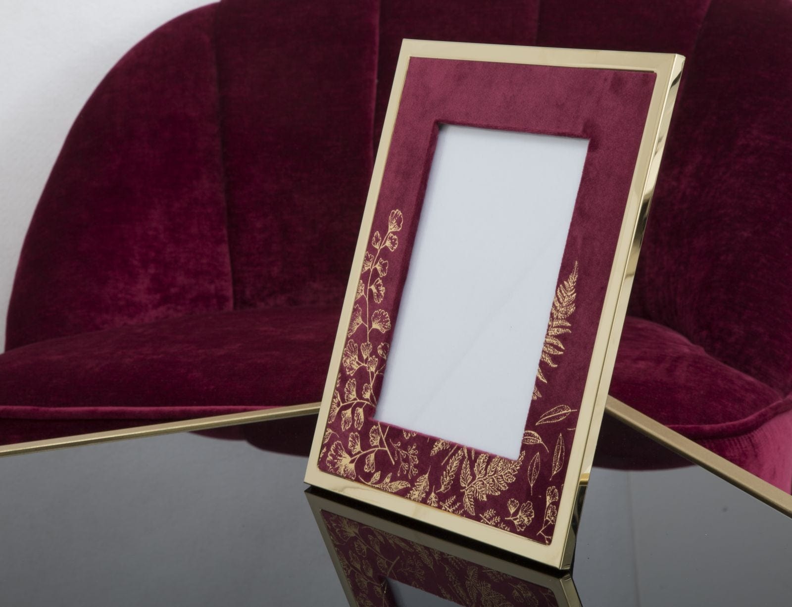 Rama foto decorativa din MDF si metal Glam Large Bordeaux / Auriu, 28 x 33,5 cm (5)