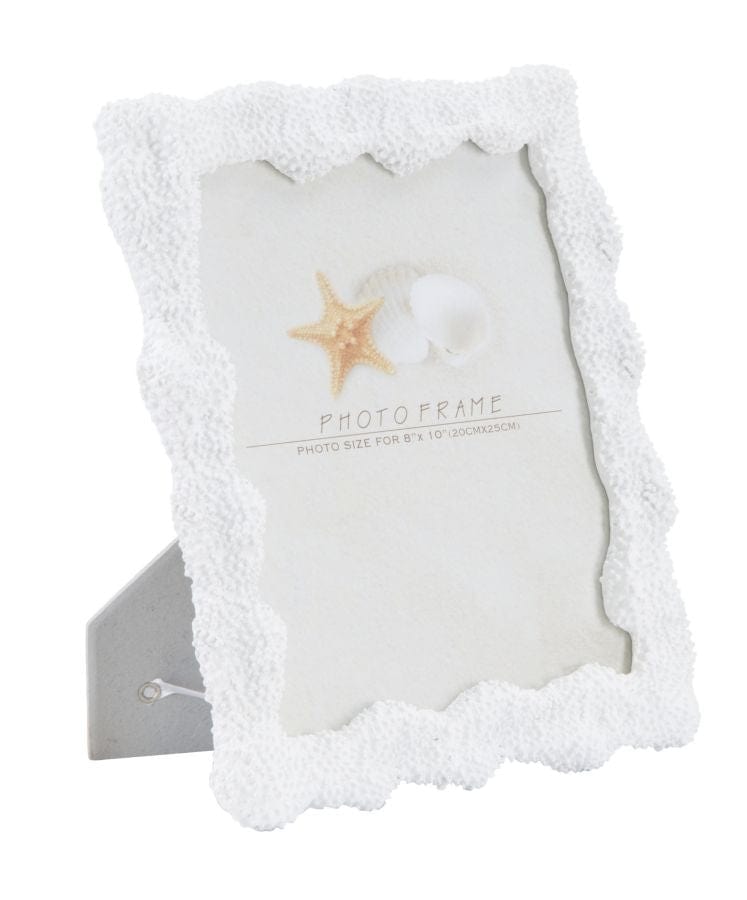 Rama foto decorativa din rasina si sticla Corallo Large Alb, 25,7 x 30,5 cm