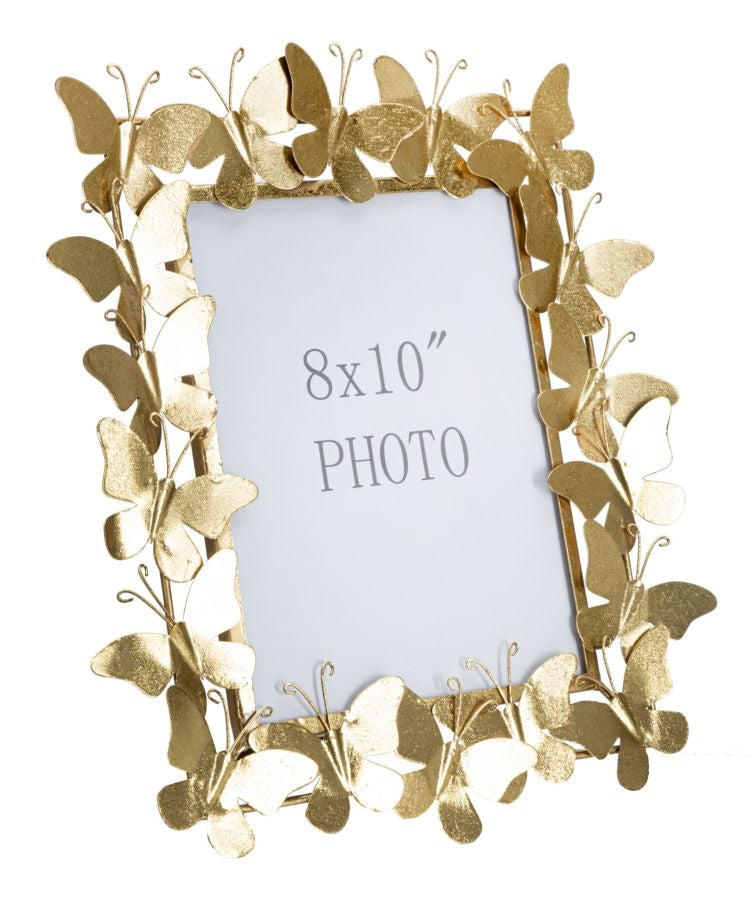Rama foto decorativa din metal, Butterfly Glam Auriu, 35 x 38 cm