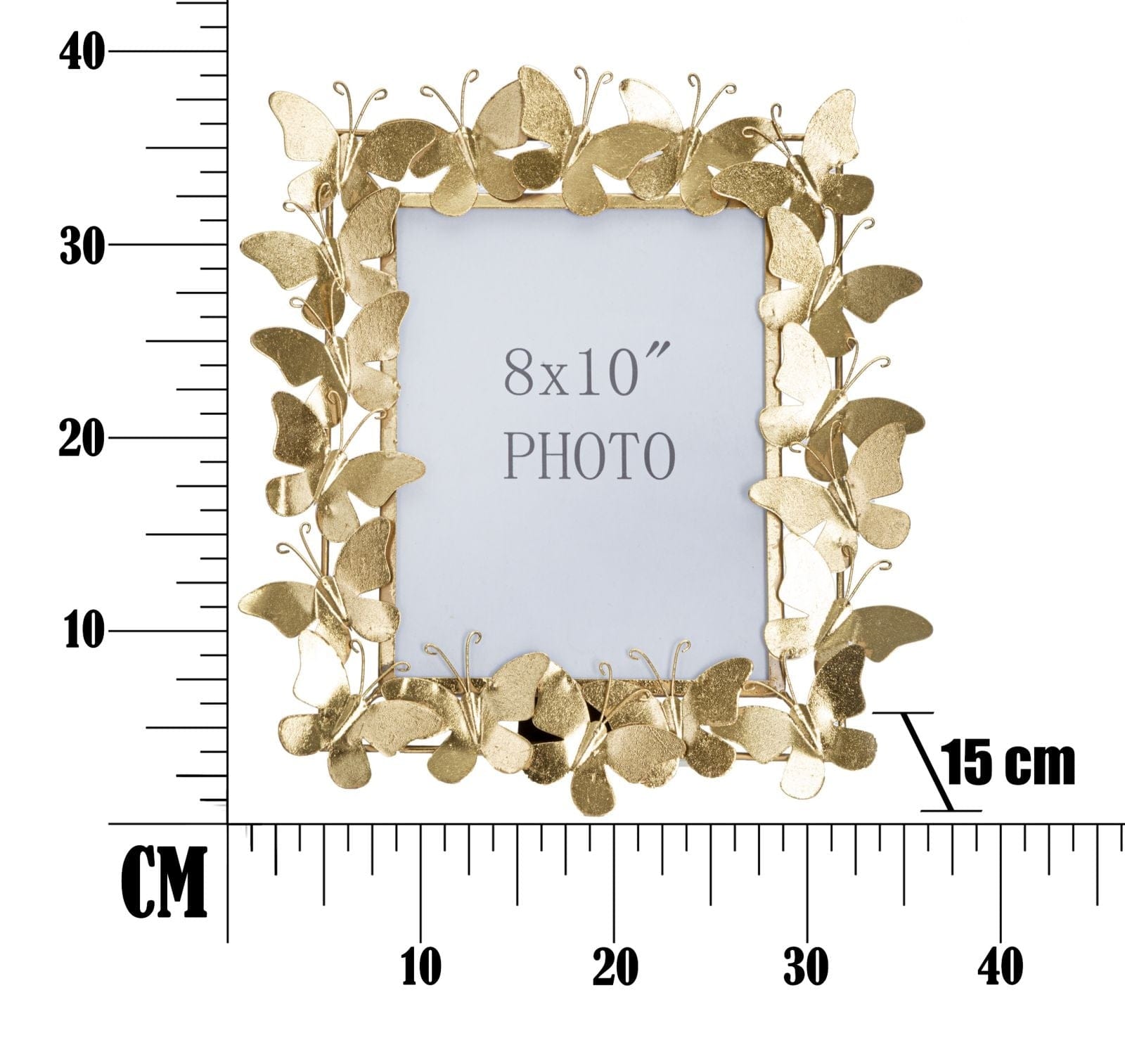 Rama foto decorativa din metal, Butterfly Glam Auriu, 35 x 38 cm (5)