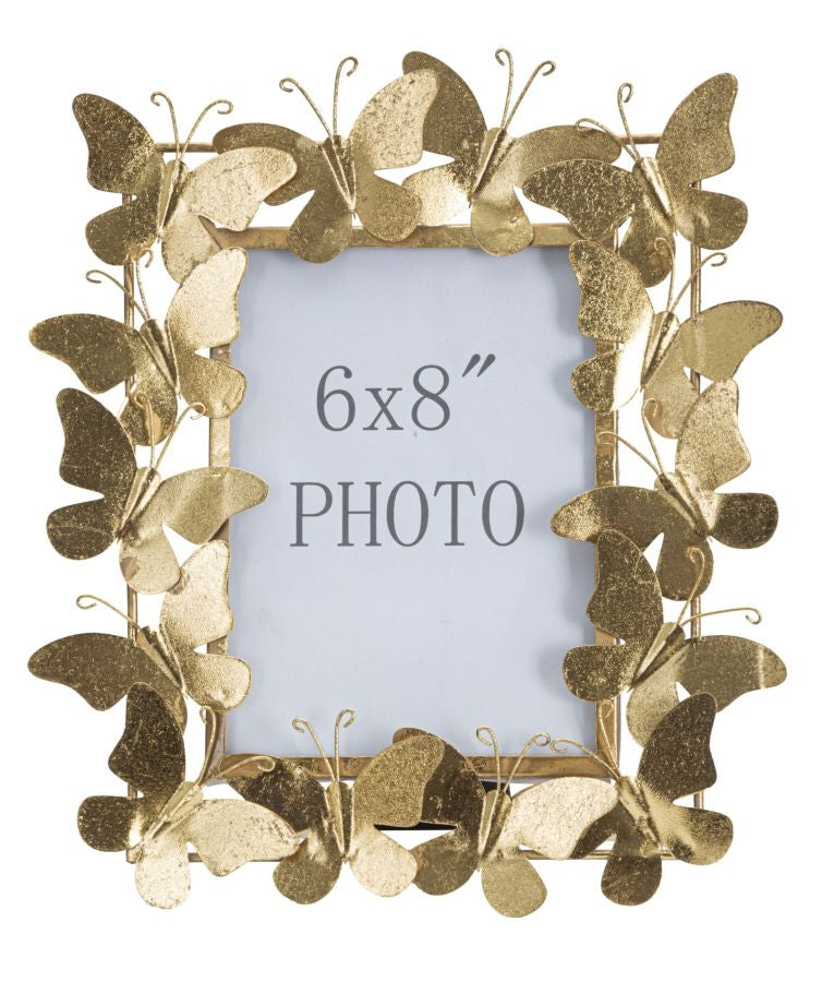 Rama foto decorativa din metal, Butterfly Auriu, 28 x 30,5 cm (2)