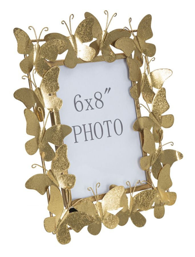 Rama foto decorativa din metal, Butterfly Auriu, 28 x 30,5 cm (1)
