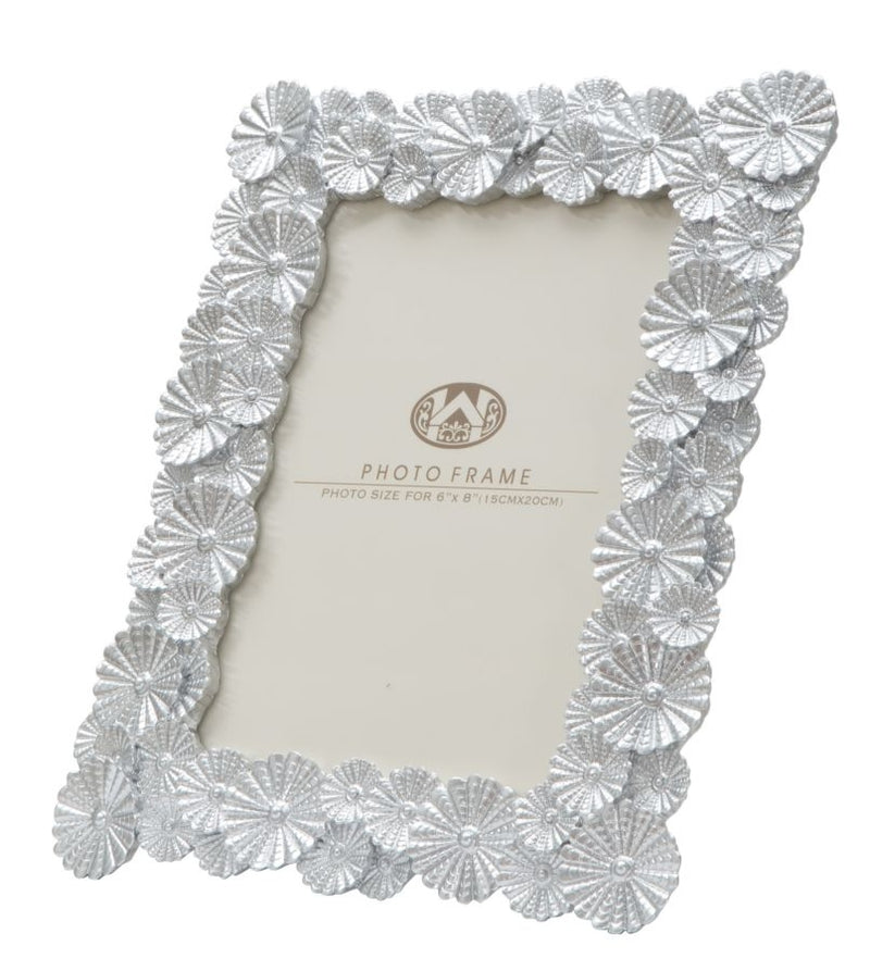 Rama foto decorativa din polirasina Cornice Flowers Argintiu, 23 x 27 cm (1)