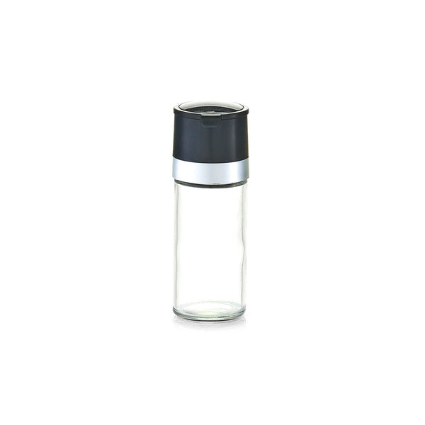 Rasnita sare / piper din sticla, Classic Transparent / Negru, Ø4,5xH12,5 cm