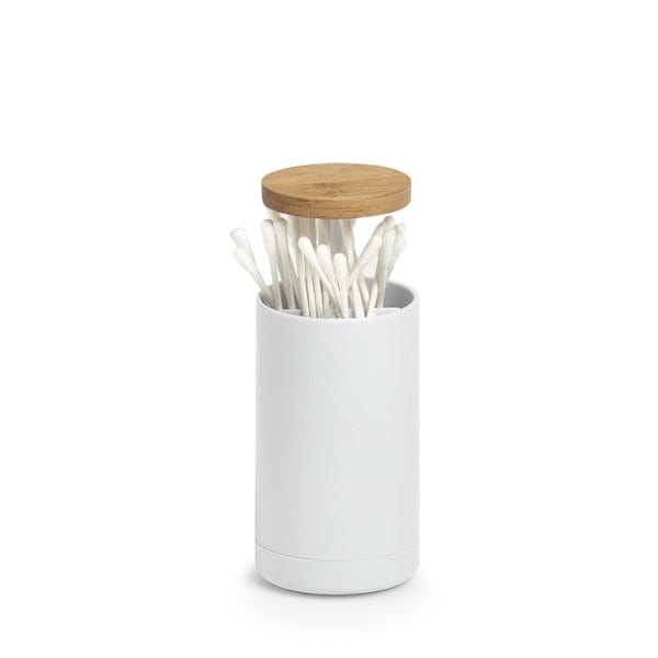 Recipient pentru betisoare de urechi, din plastic si bambus, Bamboo Alb / Natural, Ø6,5xH11,5 cm (2)