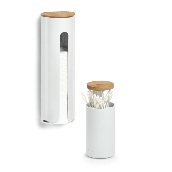 Recipient pentru betisoare de urechi, din plastic si bambus, Bamboo Alb / Natural, Ø6,5xH11,5 cm (4)