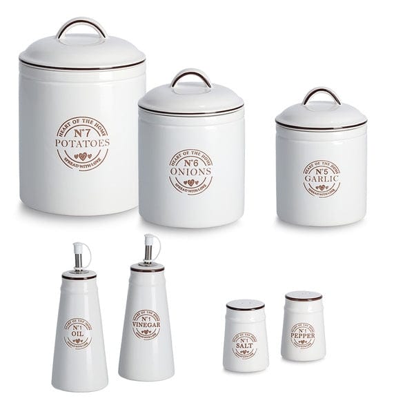 Recipient pentru depozitare cu capac, din ceramica, Onions Medium  Alb, 1620 ml, Ø14,5xH20 cm (3)