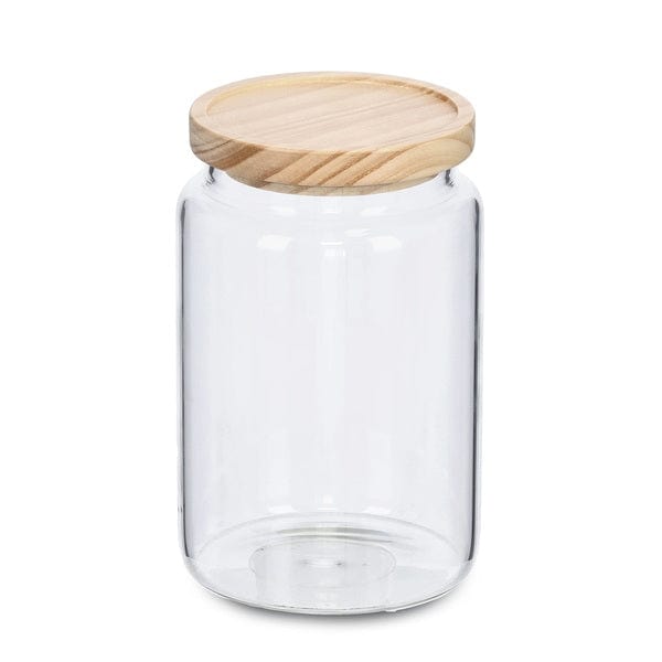 Recipient pentru depozitare cu capac etans, din sticla, Wood Round Tall Natural, 1270 ml, Ø11xH17,6 cm