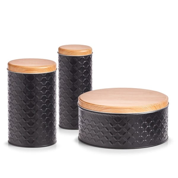 Recipient pentru depozitare, din metal, Scandi Large Negru, 2000 ml, Ø20xH9,3 cm (2)