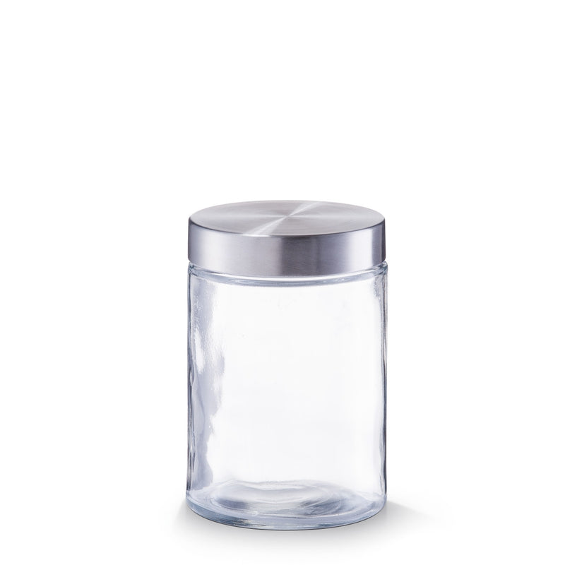 Borcan pentru depozitare, capac inox, Glass 1100 ml, Ø 11xH16,5 cm