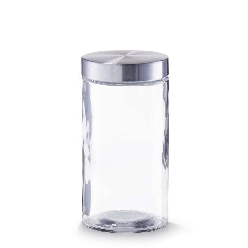 Borcan pentru depozitare, capac inox, Glass 1600 ml, Ø 11xH21,5 cm