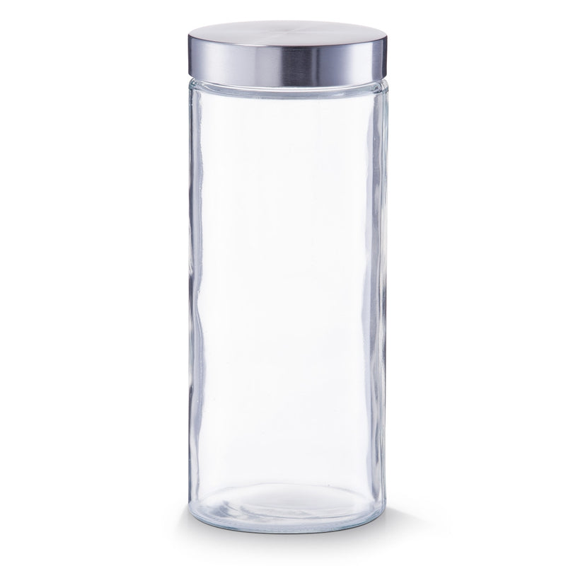 Borcan pentru depozitare, capac inox, Glass 2100 ml, Ø 11xH27 cm