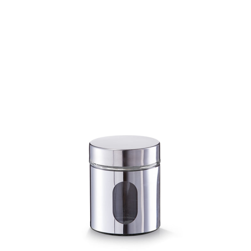 Recipient pentru depozitare Visual, inox si sticla, Silver 500 ml, Ø 10,2xH12,5 cm