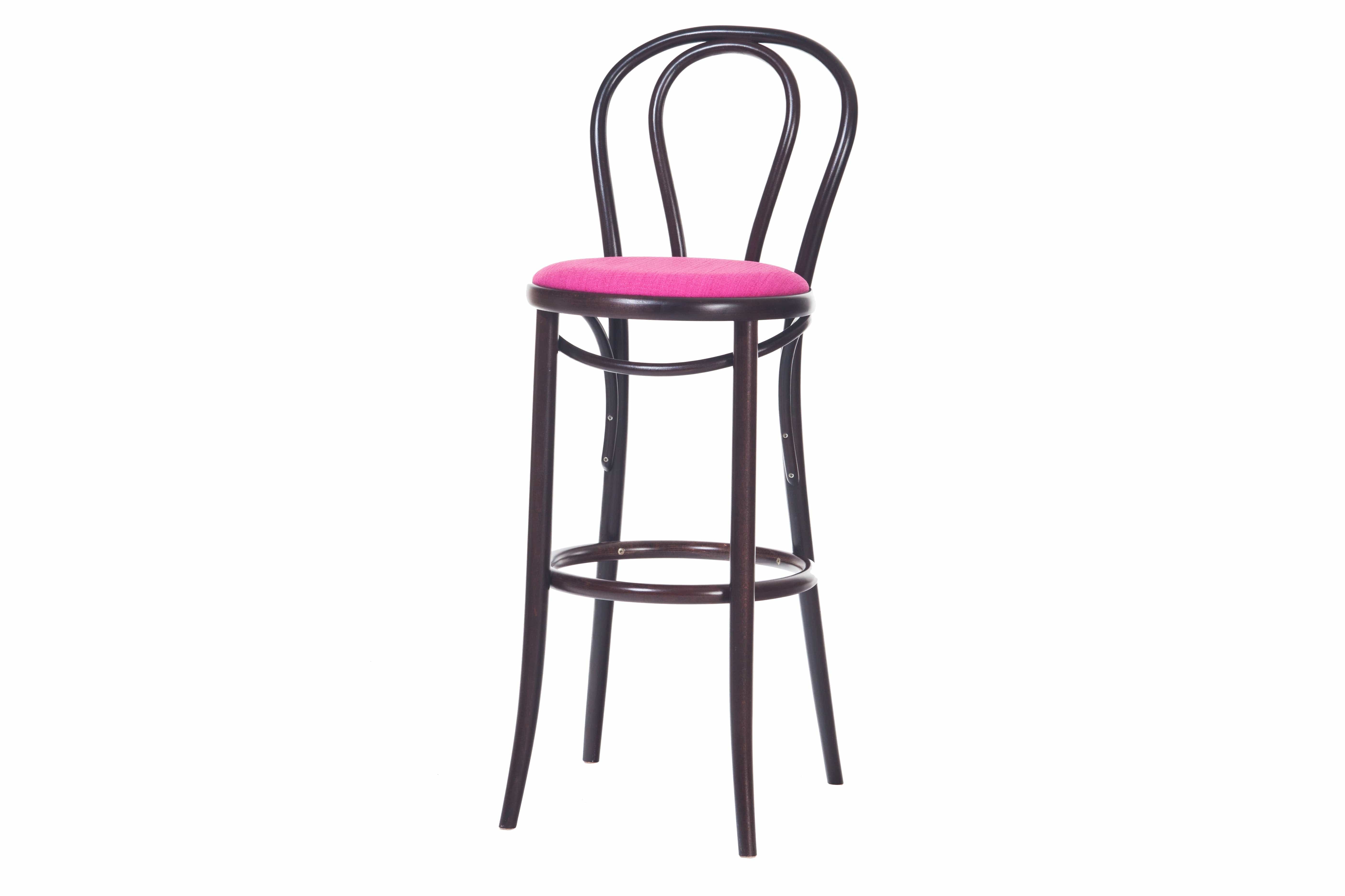 Scaun de bar din lemn de fag, tapitat cu stofa 18 Wenge / Pink, l40,5xA50xH110 cm