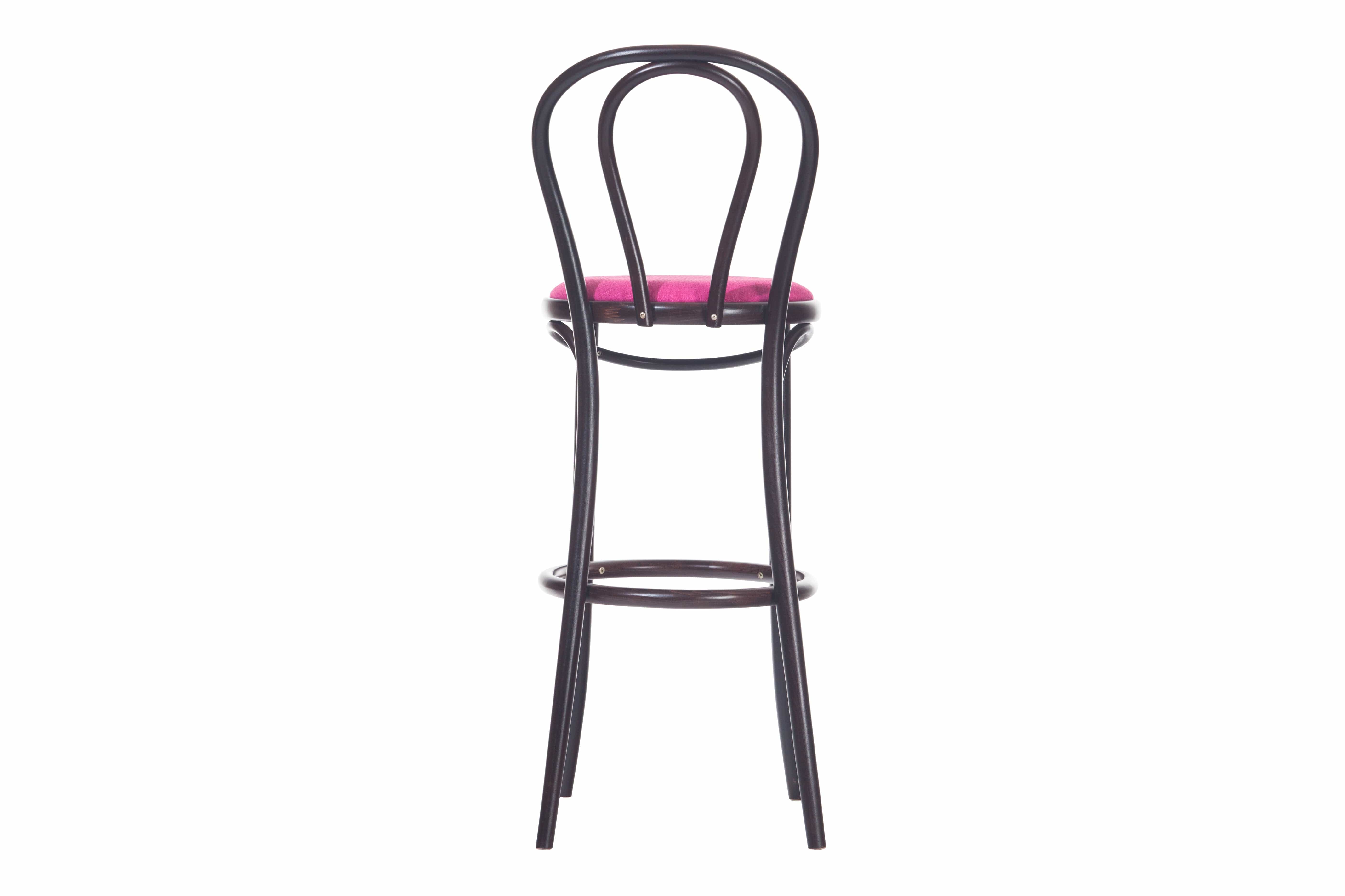 Scaun de bar din lemn de fag, tapitat cu stofa 18 Wenge / Pink, l40,5xA50xH110 cm (2)