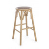 Scaun de bar din lemn de ulm, cu sezut din ratan Circle Natural, Ø40xH73 cm