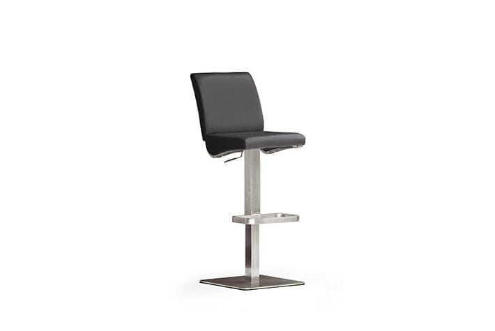 Scaun de bar rotativ tapitat cu piele ecologica si picior metalic, Diaz Squared, l40xA50xH87-112 cm (2)