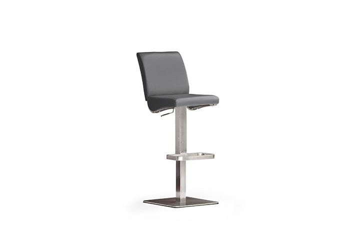 Scaun de bar rotativ tapitat cu piele ecologica si picior metalic, Diaz Squared, l40xA50xH87-112 cm (3)