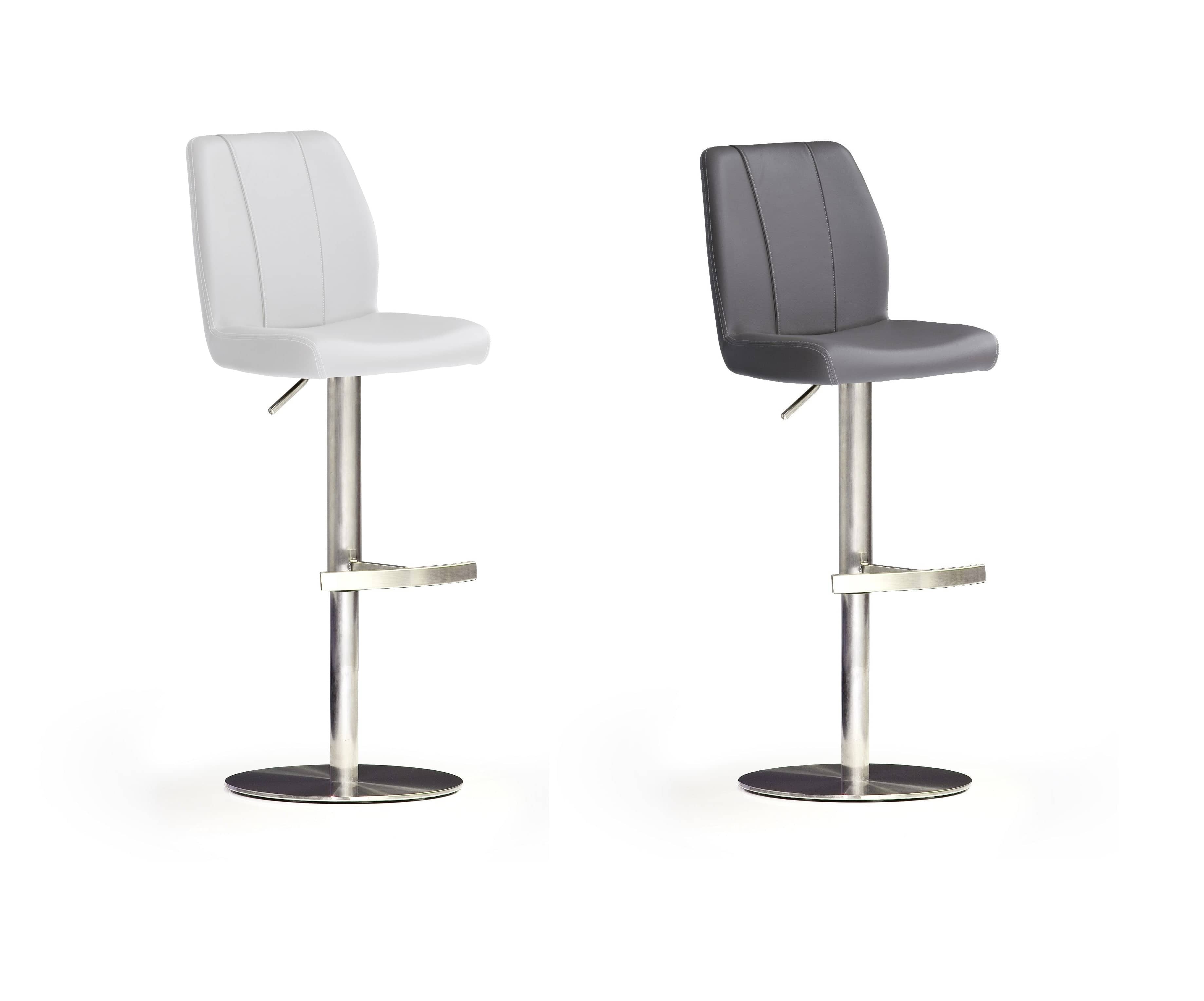 Scaun de bar rotativ tapitat cu piele ecologica si picior metalic, Naomi B, l42xA52xH89-114 cm (1)