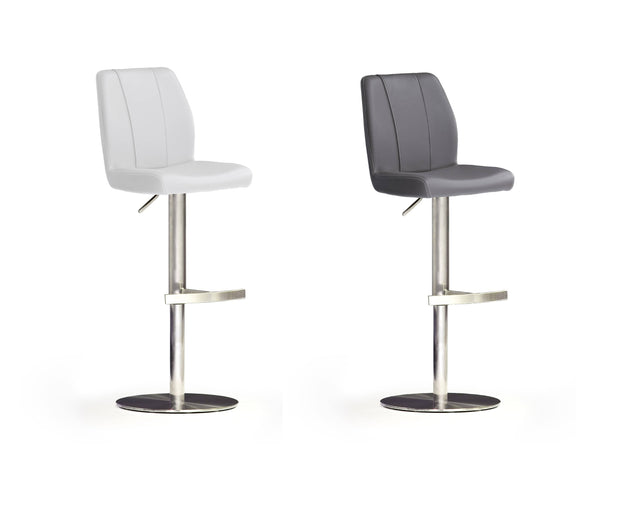 Scaun de bar rotativ tapitat cu piele ecologica si picior metalic, Naomi B, l42xA52xH89-114 cm (1)