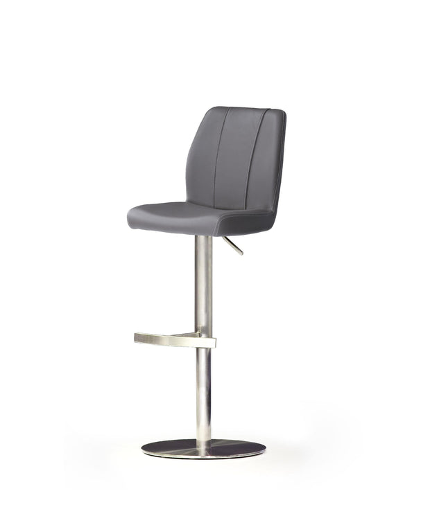 Scaun de bar rotativ tapitat cu piele ecologica si picior metalic, Naomi B, l42xA52xH89-114 cm (2)