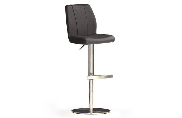 Scaun de bar rotativ tapitat cu piele ecologica si picior metalic, Naomi B, l42xA52xH89-114 cm (3)
