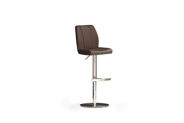 Scaun de bar rotativ tapitat cu piele ecologica si picior metalic, Naomi B, l42xA52xH89-114 cm (4)
