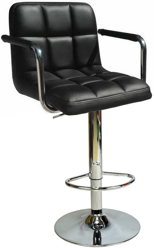 Asir Scaun de bar tapitat cu piele ecologica si picioare metalice, Boombar Carla Negru / Crom, l52xA50xH113 cm