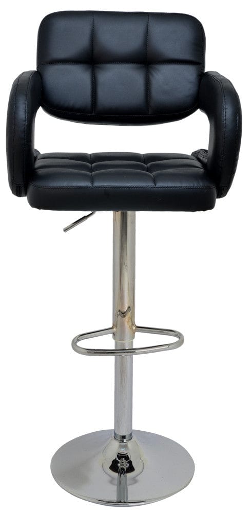 Asir Scaun de bar tapitat cu piele ecologica si picioare metalice, Burocci Cappa Negru / Crom, l58xA58xH113 cm