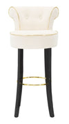 Scaun de bar tapitat cu stofa si picioare din lemn, Luxy Velvet Crem / Negru / Auriu, l46xA48xH96 cm (2)