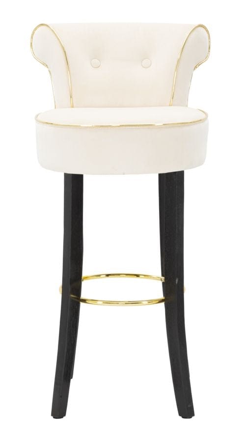 Scaun de bar tapitat cu stofa si picioare din lemn, Luxy Velvet Crem / Negru / Auriu, l46xA48xH96 cm (2)