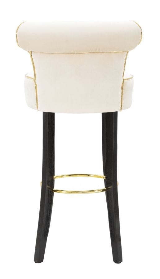 Scaun de bar tapitat cu stofa si picioare din lemn, Luxy Velvet Crem / Negru / Auriu, l46xA48xH96 cm (4)