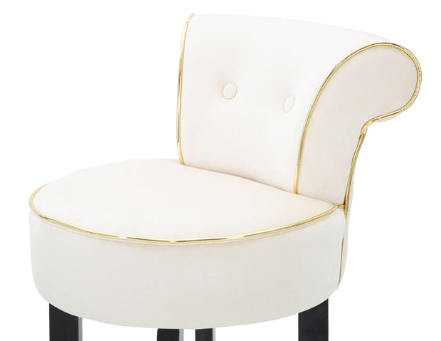 Scaun de bar tapitat cu stofa si picioare din lemn, Luxy Velvet Crem / Negru / Auriu, l46xA48xH96 cm (6)