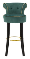 Scaun de bar tapitat cu stofa si picioare din lemn, Luxy Velvet Verde / Negru / Auriu, l46xA48xH96 cm (2)