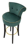 Scaun de bar tapitat cu stofa si picioare din lemn, Luxy Velvet Verde / Negru / Auriu, l46xA48xH96 cm (5)