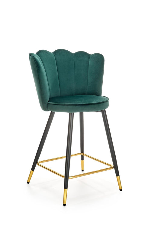 Halmar Scaun de bar tapitat cu stofa si picioare metalice, Hoku-106 Velvet Verde Inchis / Negru / Auriu, l58xA58xH96 cm